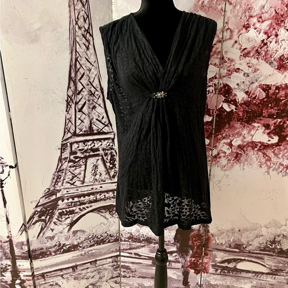 Cynthia Rowley  Black Stretch Lace Sleeveless Top NWOT - Picture 3 of 5